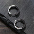 Retro Tang Grass Grain Sense Textured Black Silver Niche Men Women Hoop Earrings